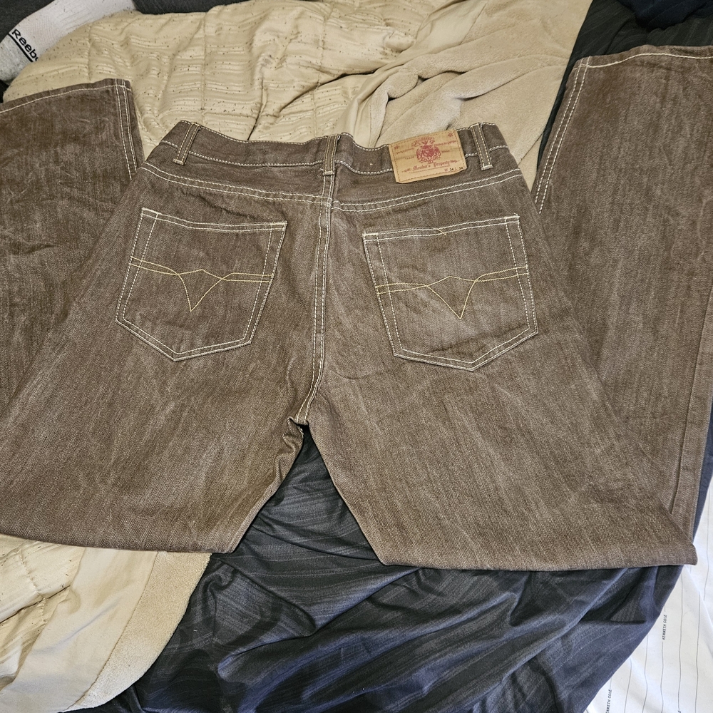 Members Property Men's Brown Jeans 34x34 Brand New